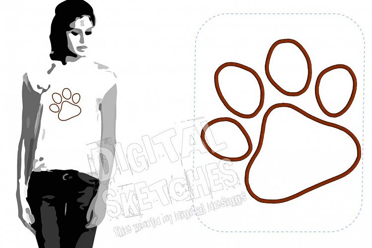 Paw Print Dog Cat Applique Design Machine Embroidery Design
