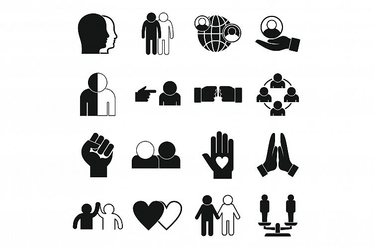 Stop racism icons set, simple style example image 1