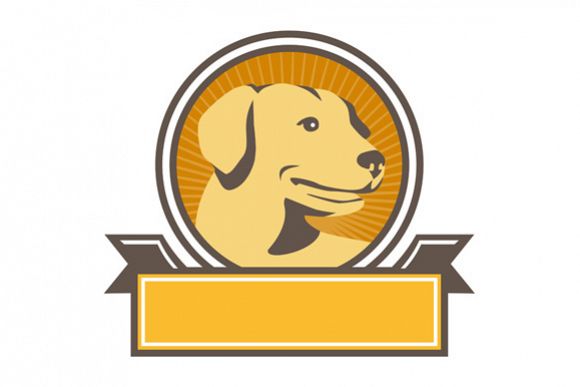 Yellow Labrador Golden Retriever Head Circle Retro example image 1