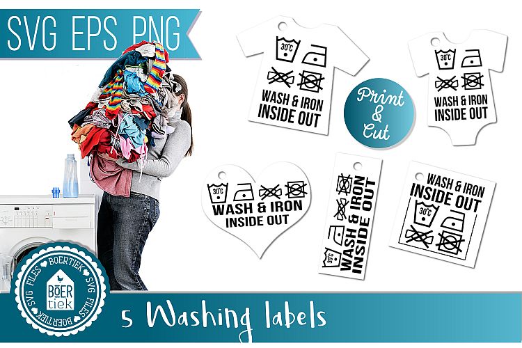 Washing labels, print and cut, for own printed cloths, SVG