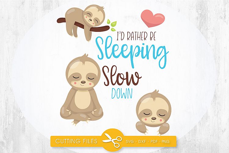 Sleeping Sloths cutting files svg, dxf, pdf, eps included - cut files for cricut and silhouette - Cutting Files SG