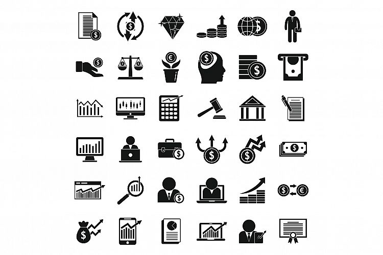 Broker icons set, simple style example image 1