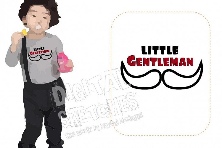Mustache Saying Little Genleman Machine Embroidery Design