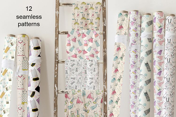 set of 12 trendy seamless patterns
