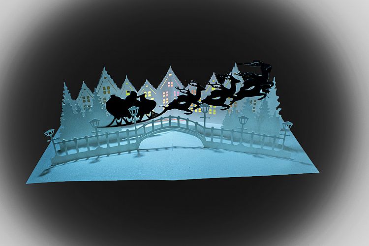 Sleigh bells ringing pop up card