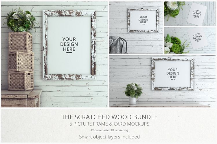 Scratched Wood MockUp Bundle 
