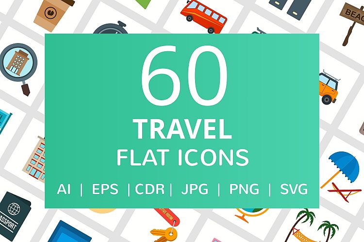 60 Travel Flat Multicolor Icons 