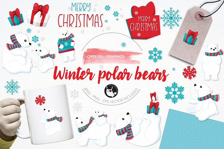 Winter Polar Bear graphics and illustrations