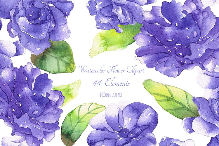 Watercolor Flowers Clipart Wedding Invitation