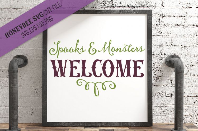 Spooks and Monsters Welcome Halloween SVG Cut File