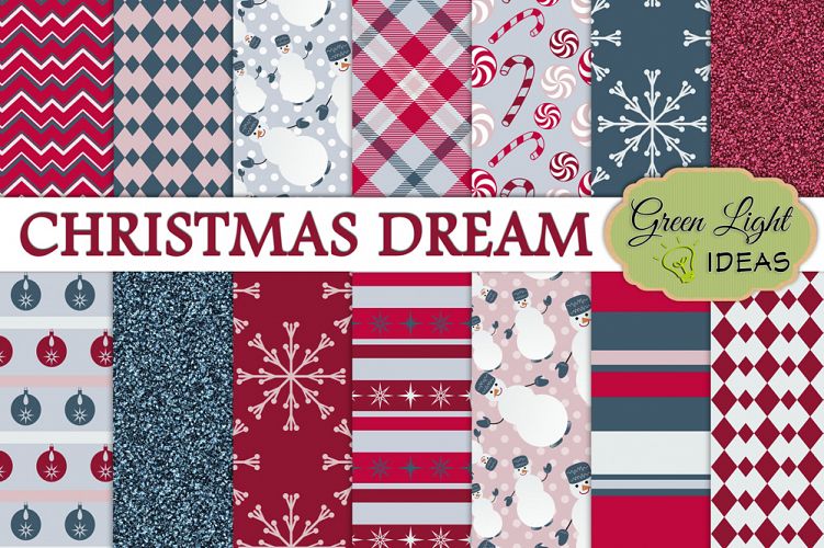 Christmas Digital Papers,, Winter Holidays Backgrounds