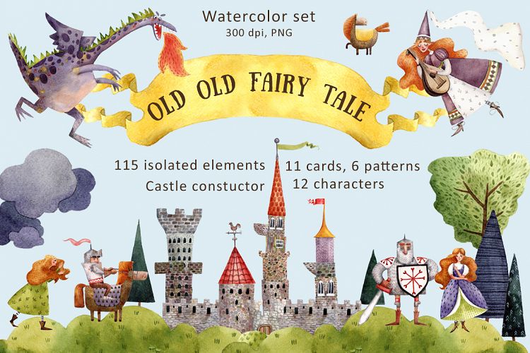 Old Old Fairy Tale - Watercolor Clip Art Set