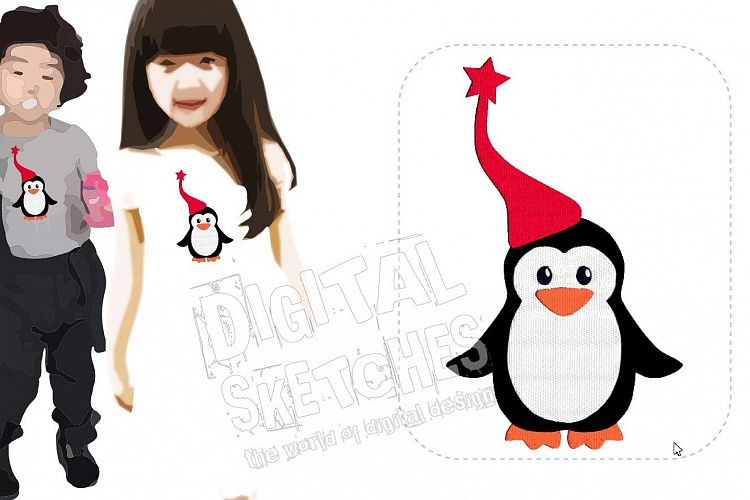 Penguin Imp Machine Embroidery Design 3 Sizes