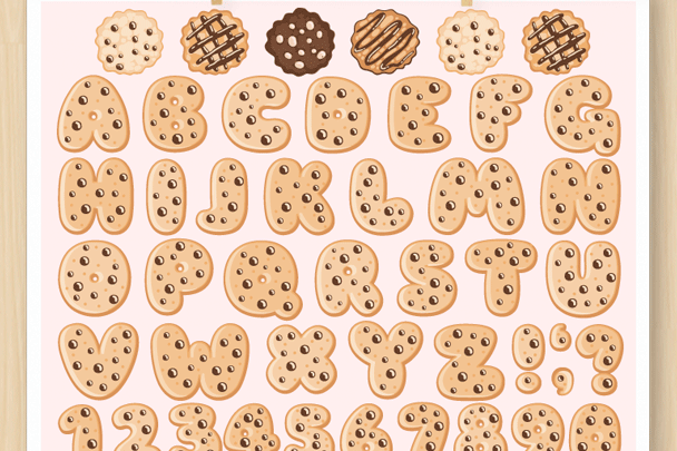 Chocolate Chip Cookie Alphabet and Numbers