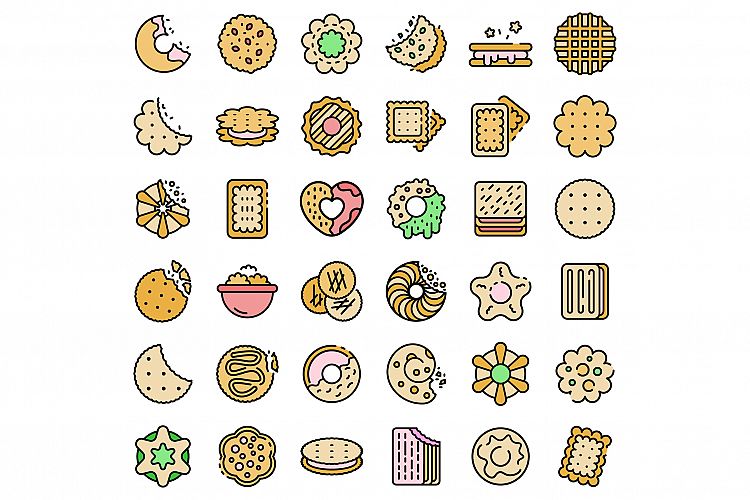 Cookie icons vector flat example image 1