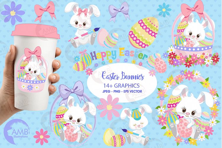 Easter Bunnies clipart, graphics, illustrations AMB-1182