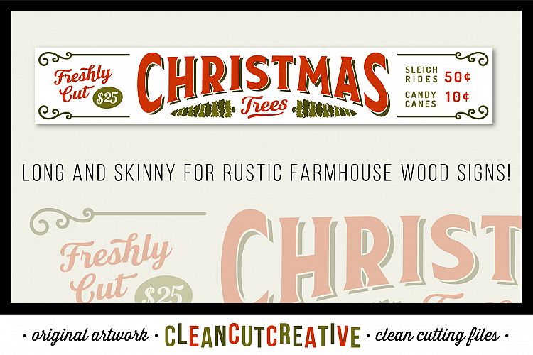 Freshly Cut Christmas Trees! - Long and skinny Rustic Farm Wood Sign - SVG DXF EPS PNG - Cricut & Silhouette - clean cutting files