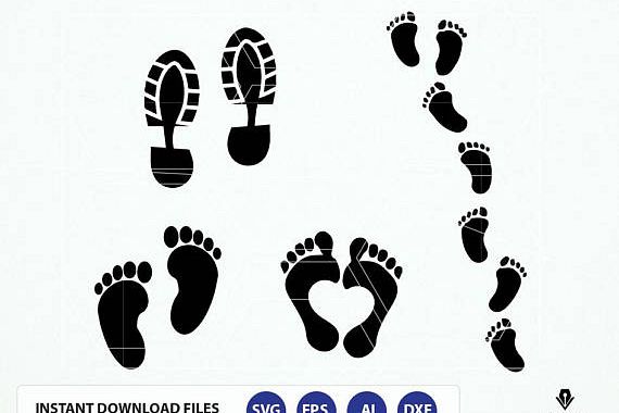 Human Footprints. Shoe prints Svg. Baby footprint svg file. Baby Feet