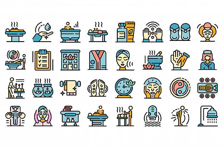 Masseur icons set vector flat