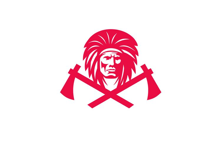 Native American Crossed Tomahawk Mascot