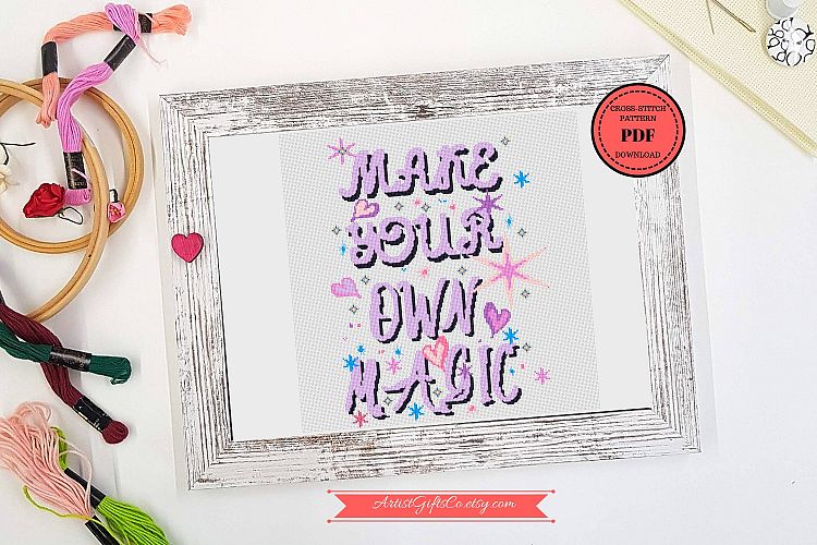 Cross stitch pattern PDF for make magic quotes