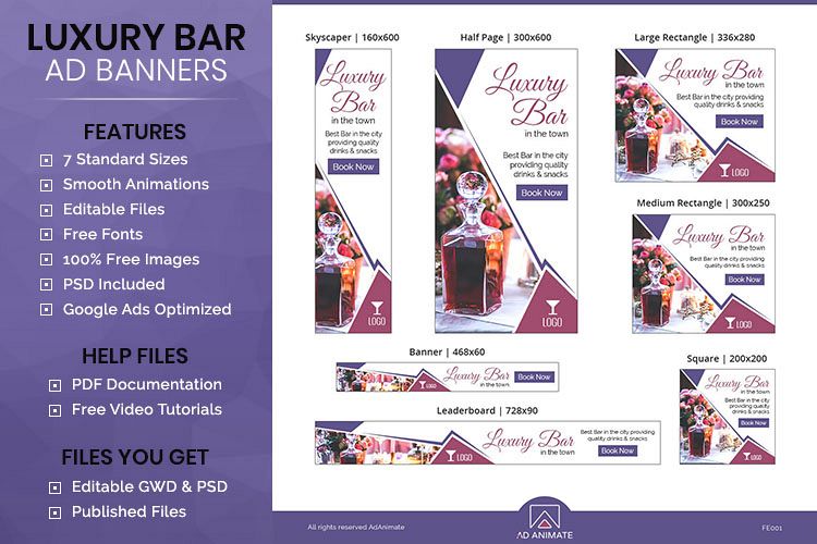 Food & Restaurant | Luxury Bar Animated Banner Ads - FR001
