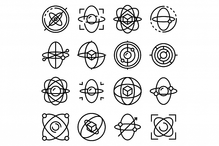 Gyroscope icons set, outline style