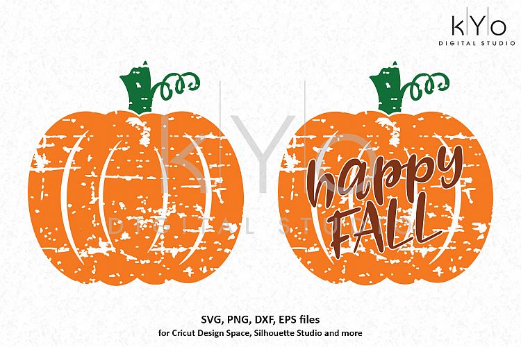 Distressed Pumpkin Happy Fall SVG PNG DXF EPS files