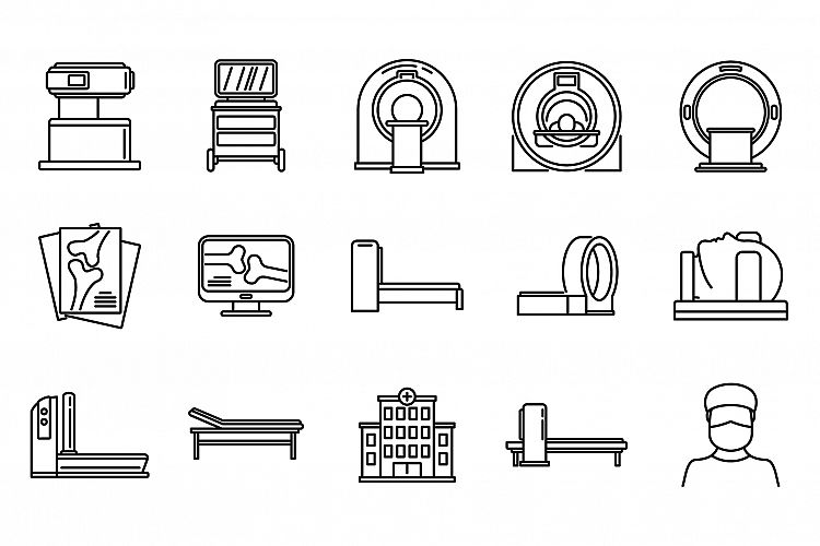 Mri scan icons set, outline style example image 1