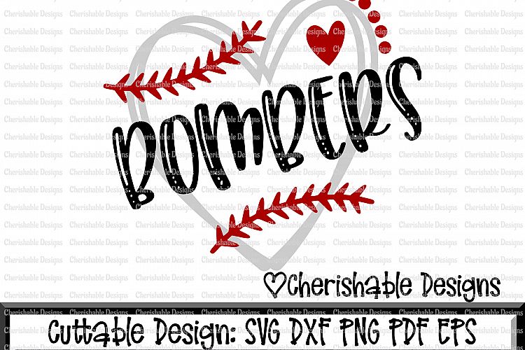 Baseball Svg, Softball Svg, Bombers Baseball Cutting file, heart frame baseball, dxf pattern, svg pattern, Cricut instant download