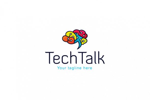 Tech Talk - Technical Brain Logo Design Template for Artificial Intelligence
