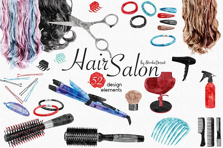 Hair Salon Watercolor Illustrations