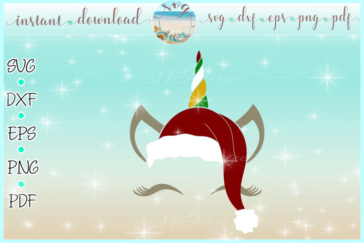 Download Free Svgs Download Unicorn Face Santa Hat Christmas Deer Svg Dxf Eps Pdf Png Free Design Resources