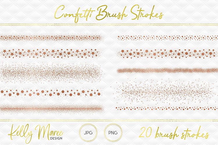 Rose Gold Confetti Brush Strokes