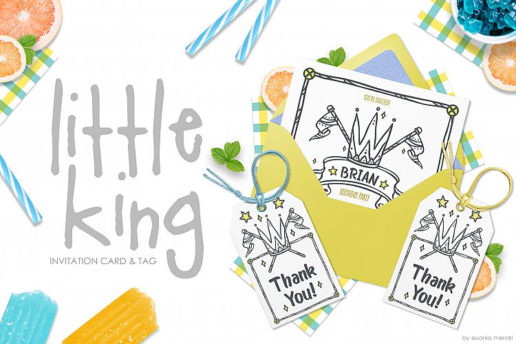 Little King Invitation Set - Kids and boys