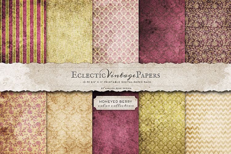 Vintage Printable Papers - Honeyed Berry