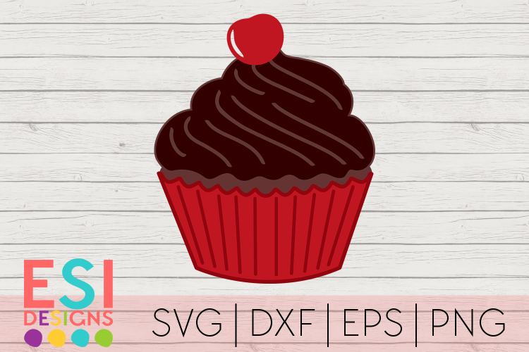 Baking SVG | Cupcake with Cherry| SVG, DXF, EPS, PNG