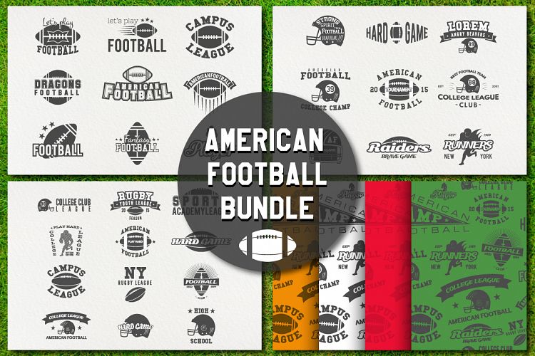 -70 American Football Labels Bundle example image 1
