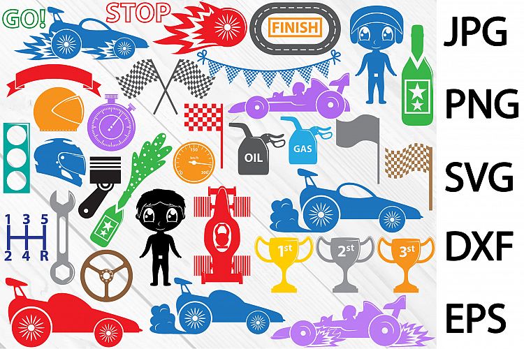Race Car Designs - Clip art / Cutting Files - 69c