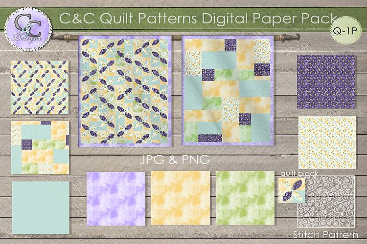 Quilt Patterns Digital Paper Pack Q-1P