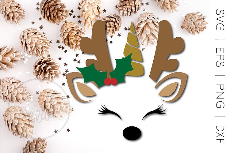 Christmas Unicorn Reindeer SVG | Cut Out | Commercial Use