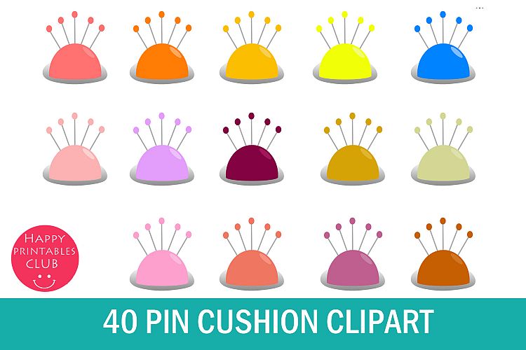 40 Pin Cushion Clipart- Sewing Material Clipart Graphics