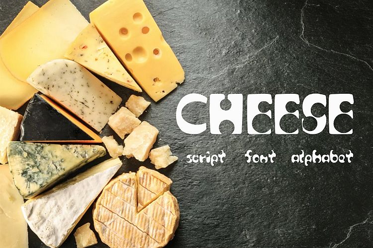 Cheese script / font / alphabet