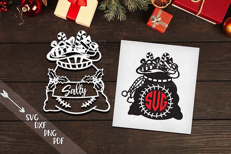 Christmas Santa sack monogram set svg dxf pdf cutting files