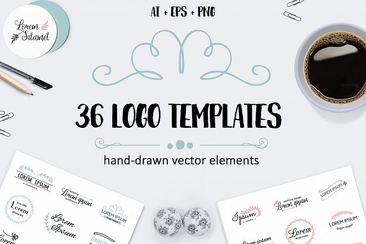 Vector logo templates pack. 36 logos
