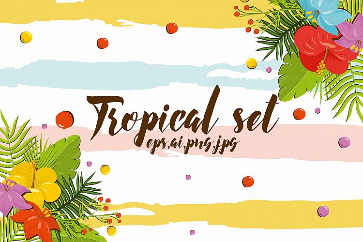 Summer tropical flowers set