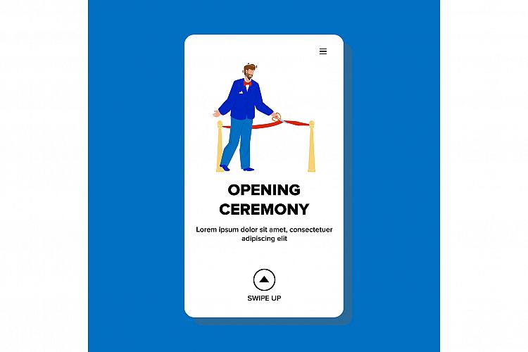 Opening Ceremony Tape Cutting Businessman Vector example image 1