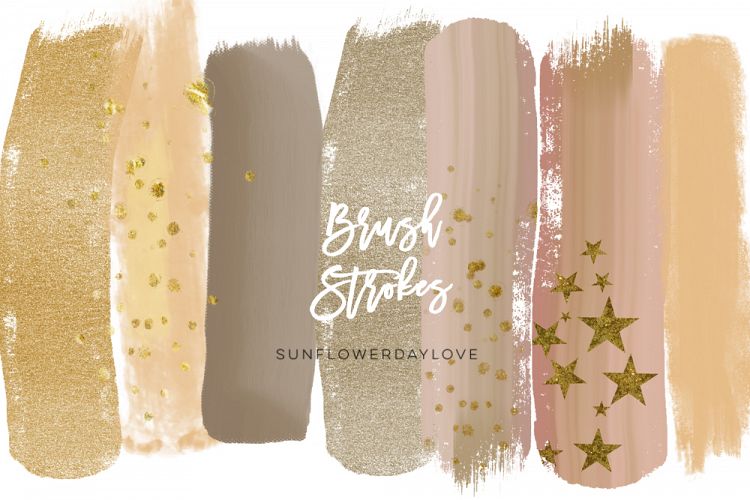 Gold Nude Beige Clip Art Brush Strokes