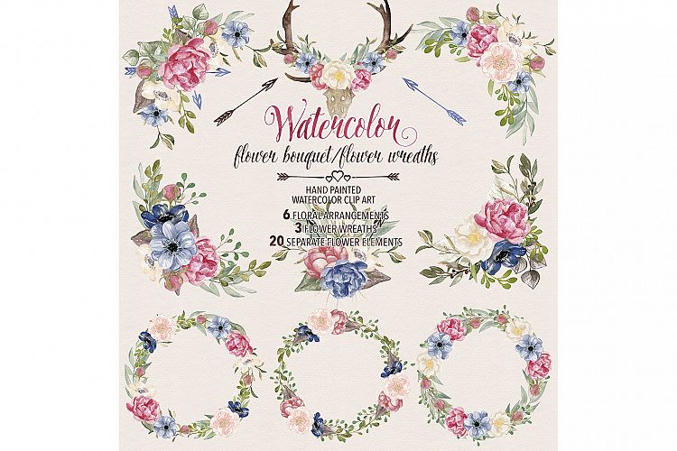 Watercolor flower wreaths/bouquets
