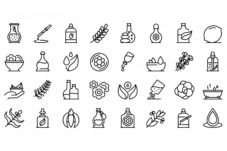 Essential oils icons set, outline style example image 1